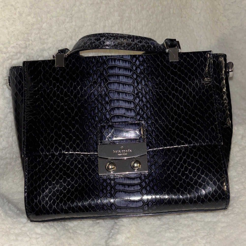 Kate Spade Navy Embossed Satchel